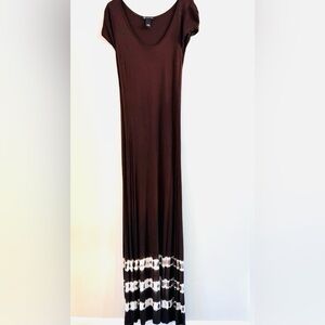 INC International Concepts Brown and White Tie Dyed Maxi Dress Size M